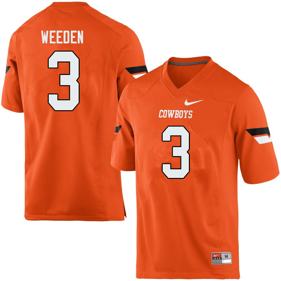 Men #3 Brandon Weeden Oklahoma State Cowboys College Football Jerseys Sale-Orange - Click Image to Close